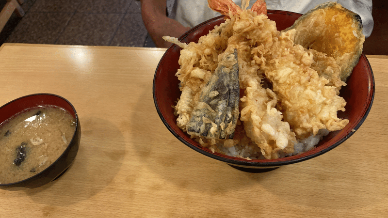 上天丼とお味噌汁