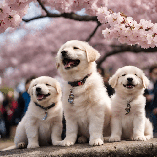 桜祭りの犬